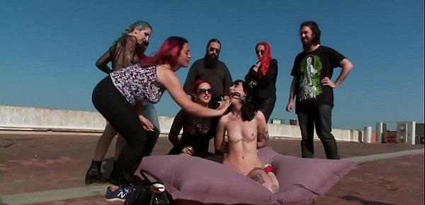  Babe group tormented at roof top